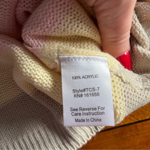 Like Love Pastel Striped Colorblock Lightweight Oversized Sweater Size Small - Picture 7 of 11